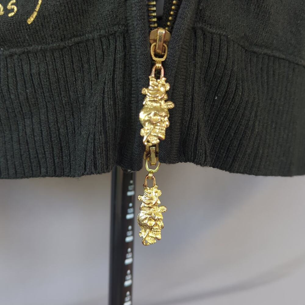Ed Hardy Love Kills Slowly Knit Zip Hoodie Women's Large Rhinestone Collectible - Picture 6 of 8